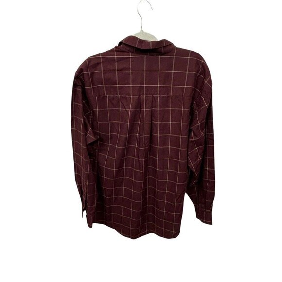 Van Heusen Mens Large Burgandy Plaid Button Up Shirt Long Sleeve 16 - 16.5 - Picture 7 of 7
